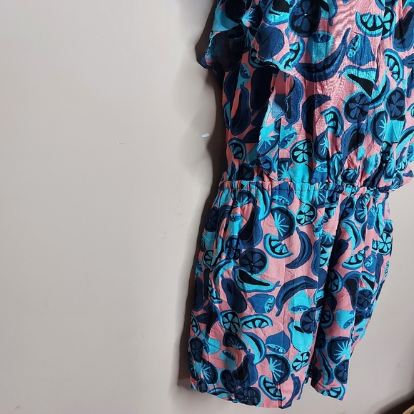 Cooper & Ella pink and blue fruit romper Size Small - Picture 3 of 9